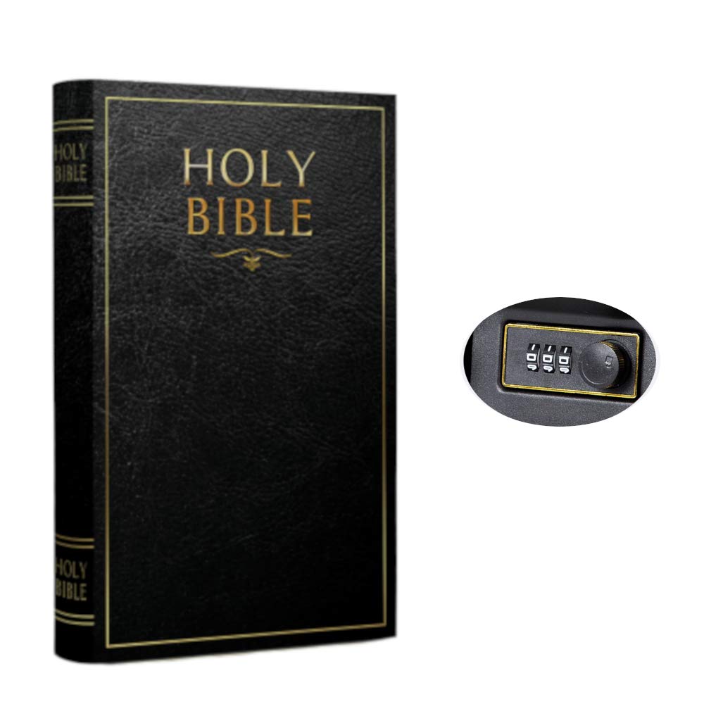 KASLVOX Fake Book Box Bible front view shows discreet storage on a shelf