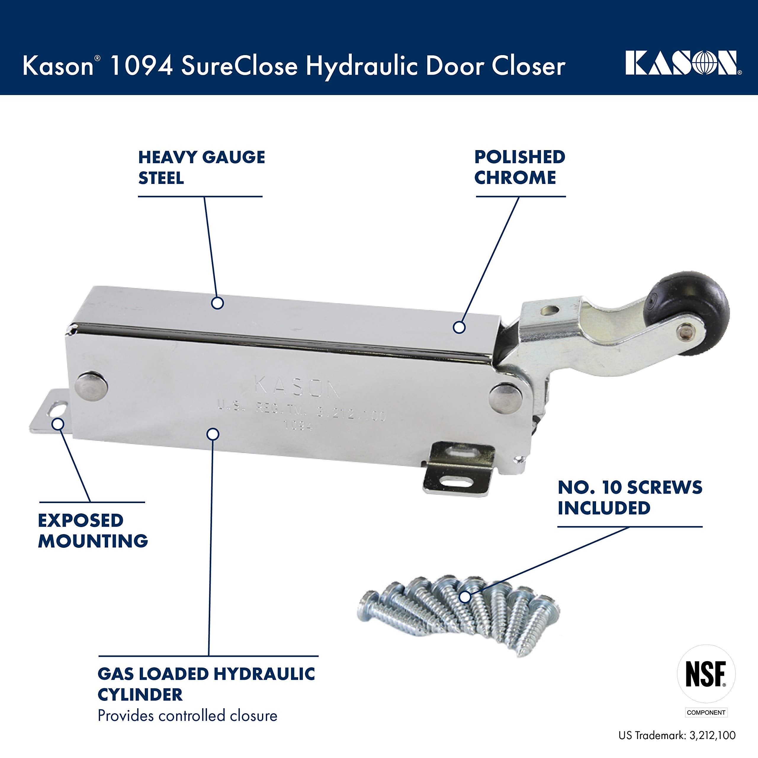 Kason 1094 SureClose exposed mounting enables quick installation