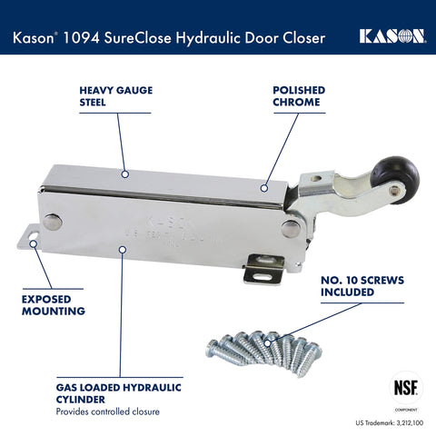 Kason 1094 SureClose exposed mounting enables quick installation