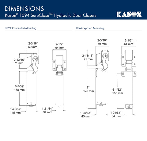 Kason 1094 SureClose extra-wide hook improves alignment across doors