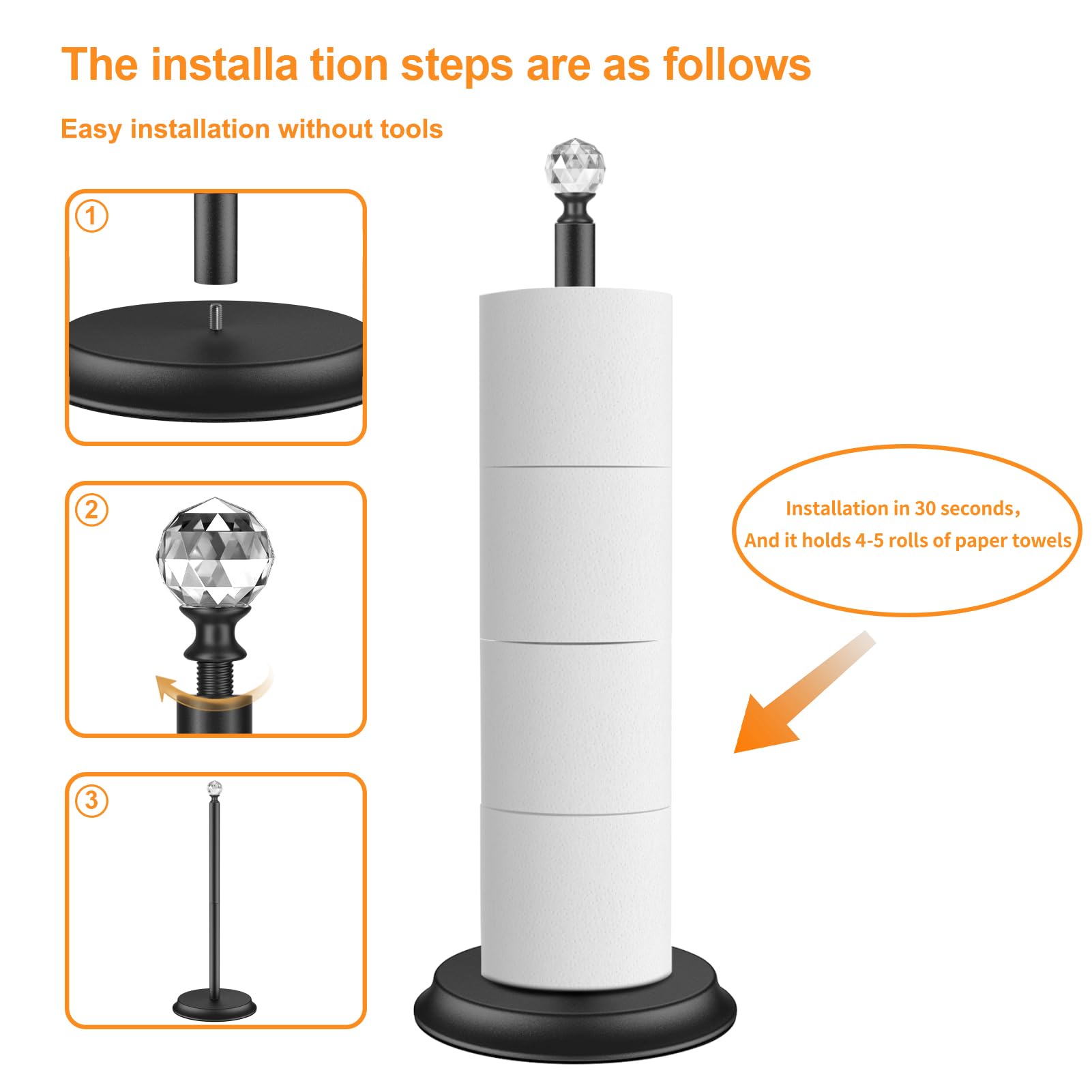 Kasunto free-standing bathroom storage keeps rolls near the toilet for convenience.