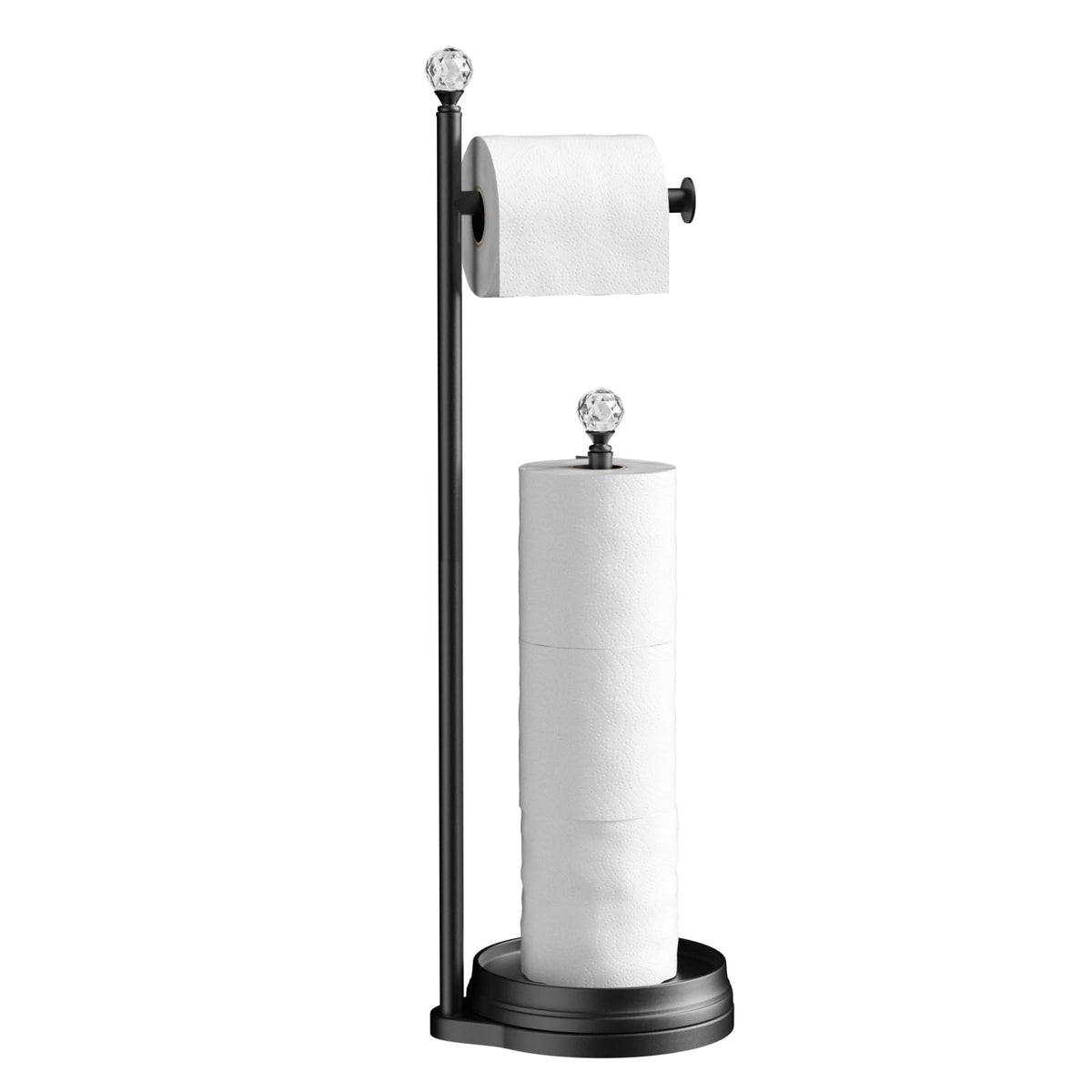 Kasunto toilet paper holder with crystal ball adds elegance and stable support.