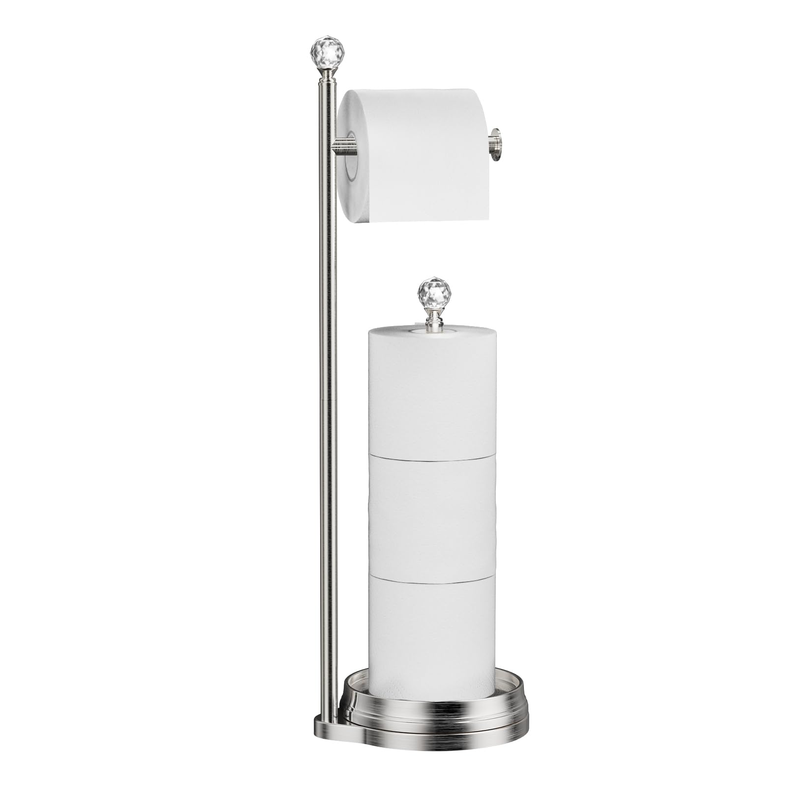 Kasunto toilet paper holder with crystal ball top adds a touch of luxury to any bathroom.
