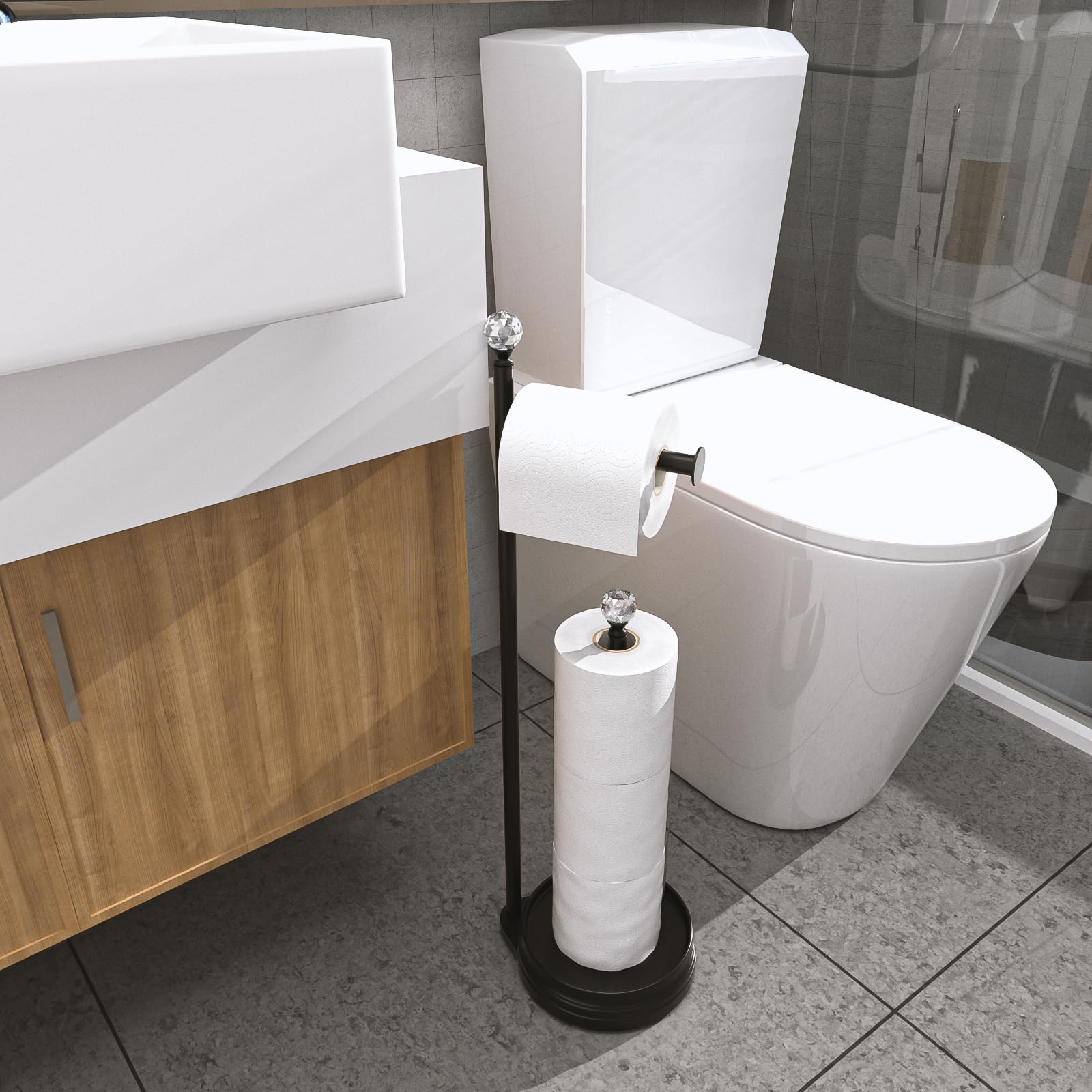 Kasunto holder demonstrates built-in roll storage for extra supplies.