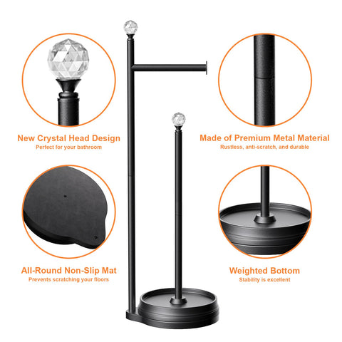 Kasunto toilet paper holder side view shows slim profile and balance.