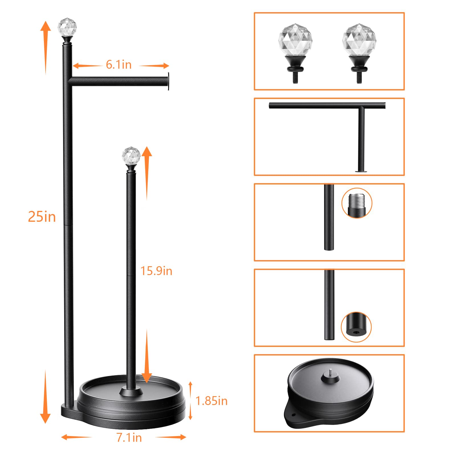 Kasunto free-standing holder features a sturdy base for reliable daily use.