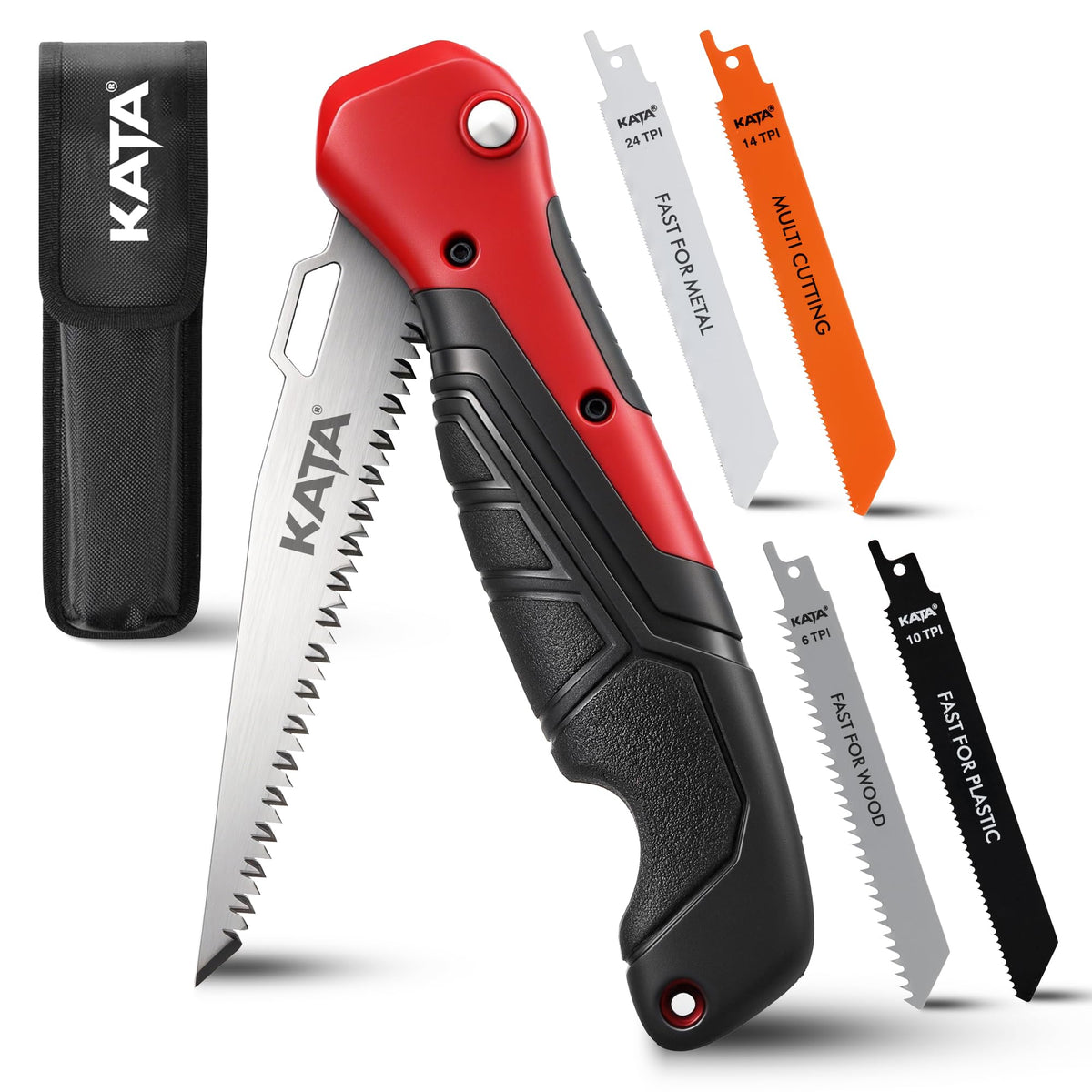 KATA 5-In-1 folding saw with open blades for drywall and wood projects