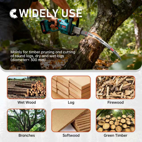 KATA blade cuts wet and dry wood up to 300 mm diameter