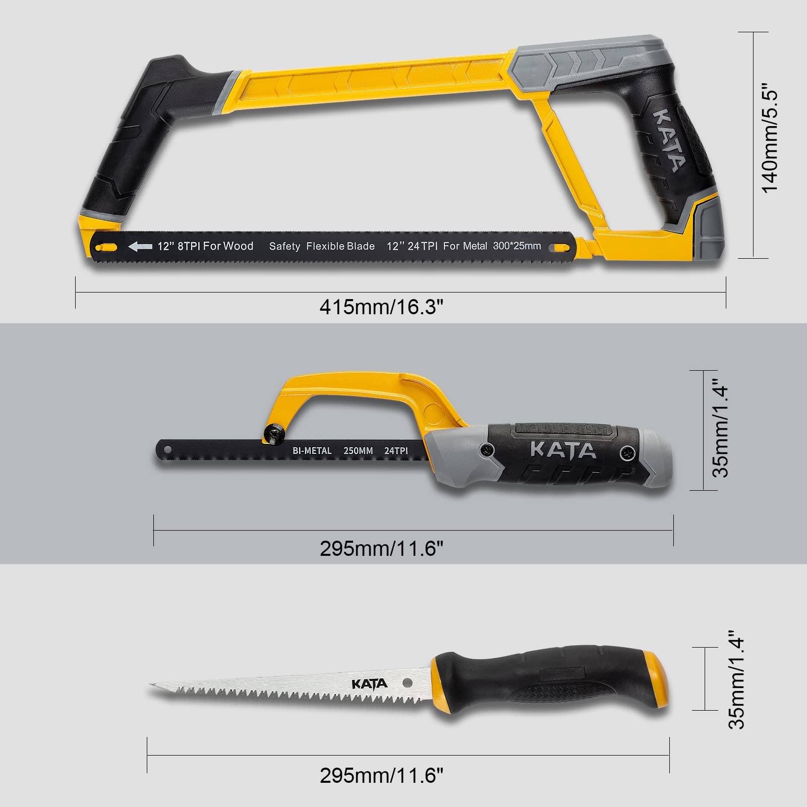 KATA 10-inch mini hacksaw with ergonomic grip for precise work.