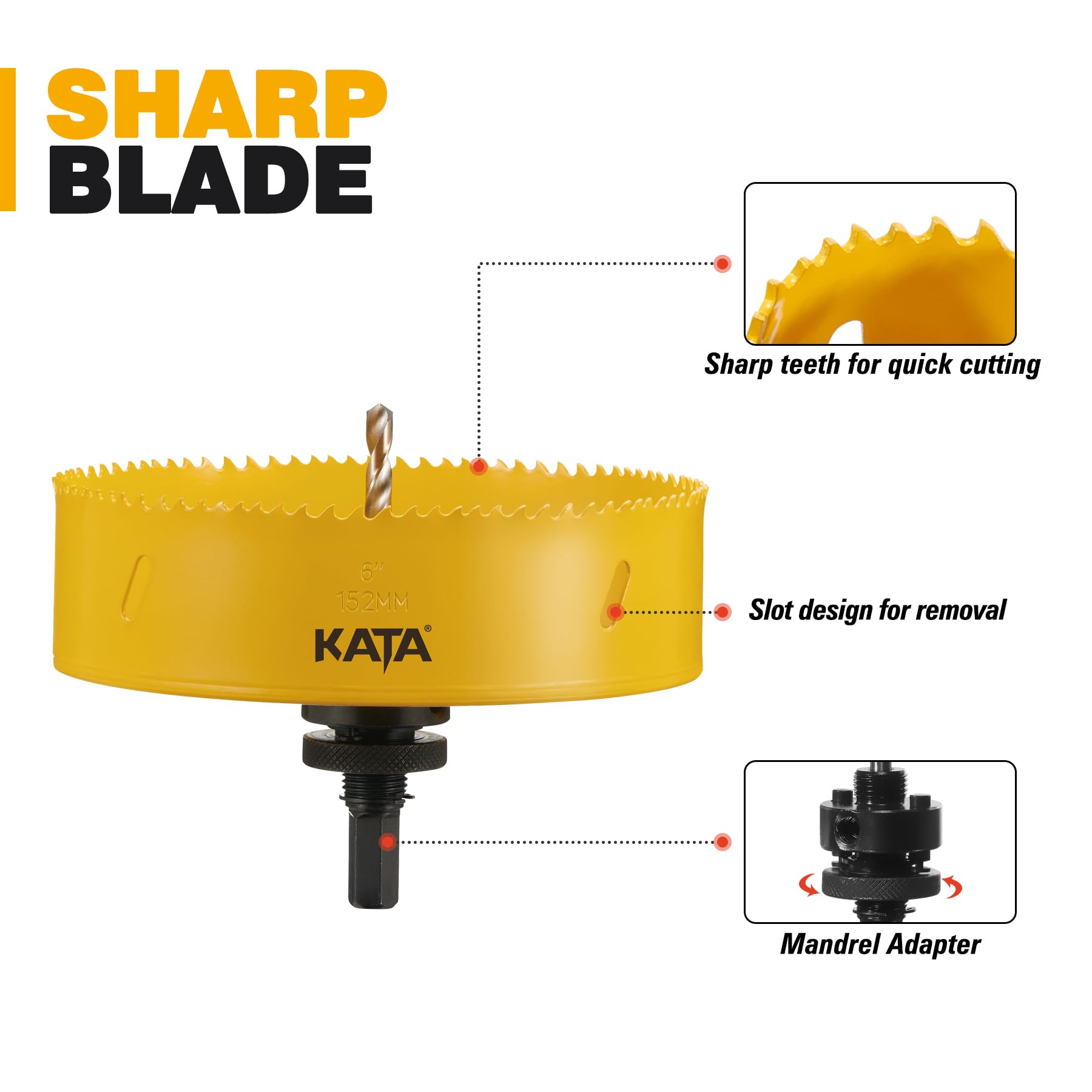 KATA transparent dust cup helps monitor debris during drilling.