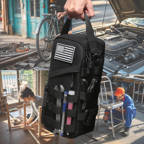 Katadem D-ring clip accessory attached to the bag for secure gear.