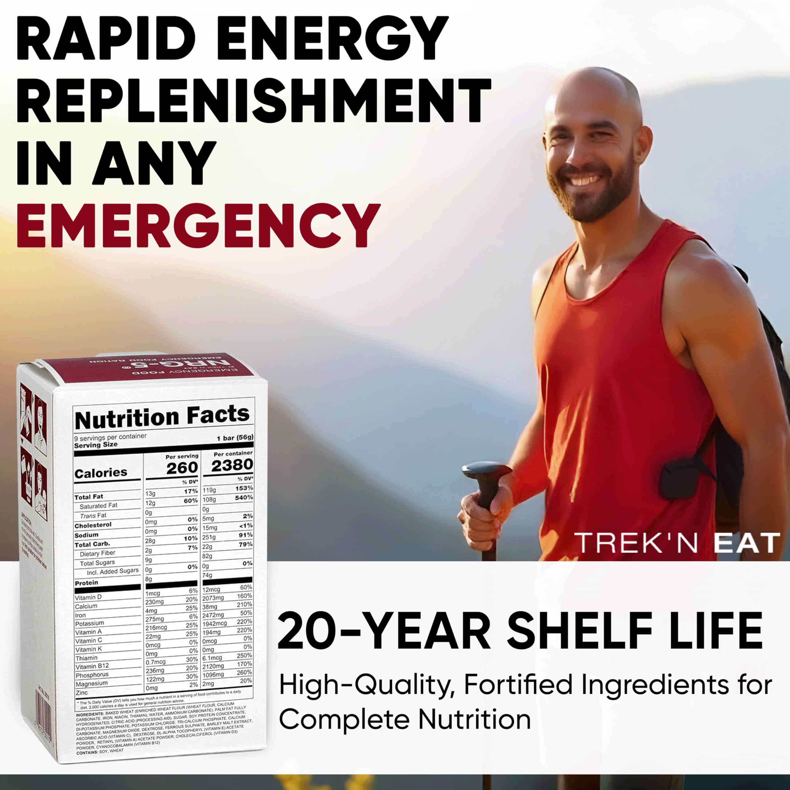 Katadyn NRG-5 bar close-up showing 260 kcal energy.