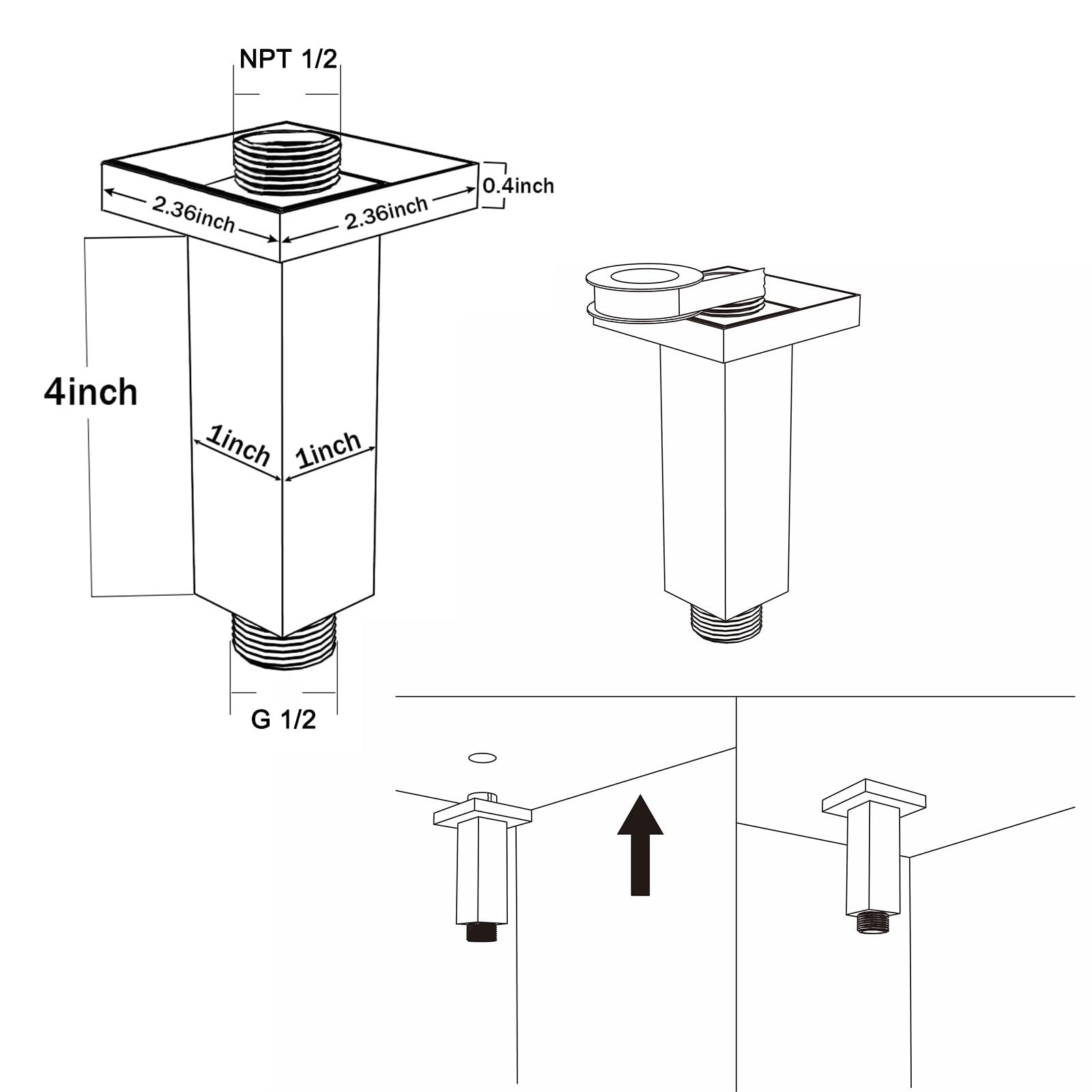 Cross-section of stainless steel arm showing rust-resistance and durability