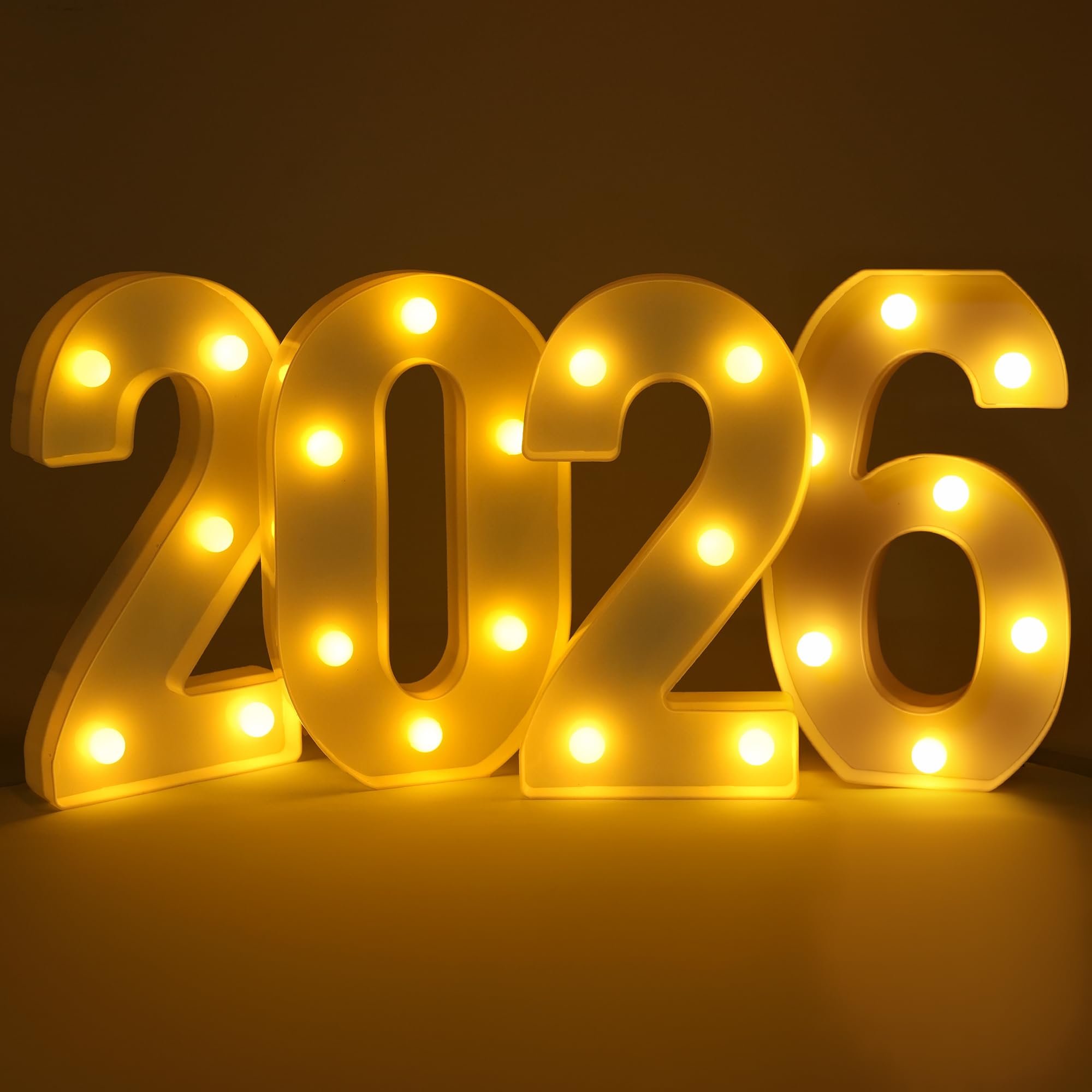 KatchOn 2026 sign 8-inch glowing LED numbers for festive New Year decor.