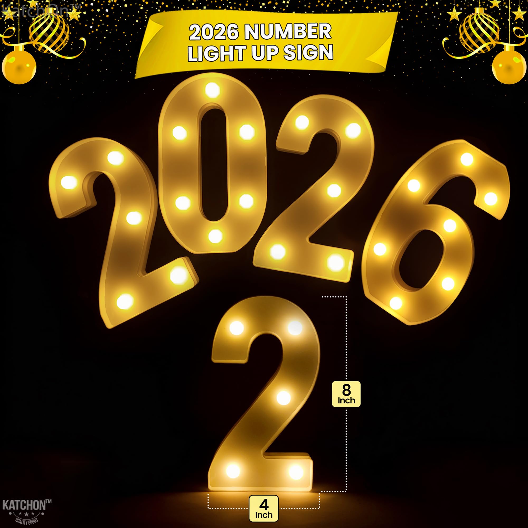 KatchOn LED 2026 numbers backdrop for stylish New Year celebrations.