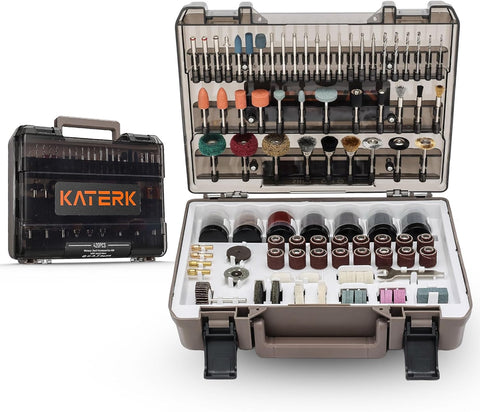 Katerk 420PCS rotary tool case keeps accessories organized and protected.