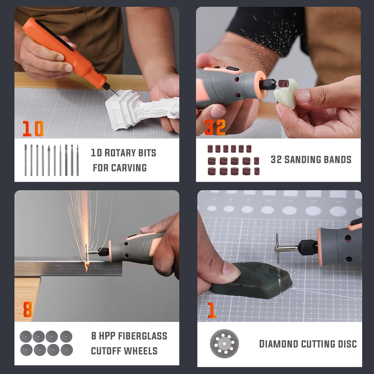 Katerk sanding bands come in multiple sizes for smooth wood, plastic, and metal finishes.