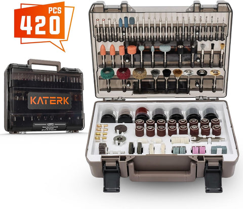Katerk wrench and collets keep attachments secure and changes quick.