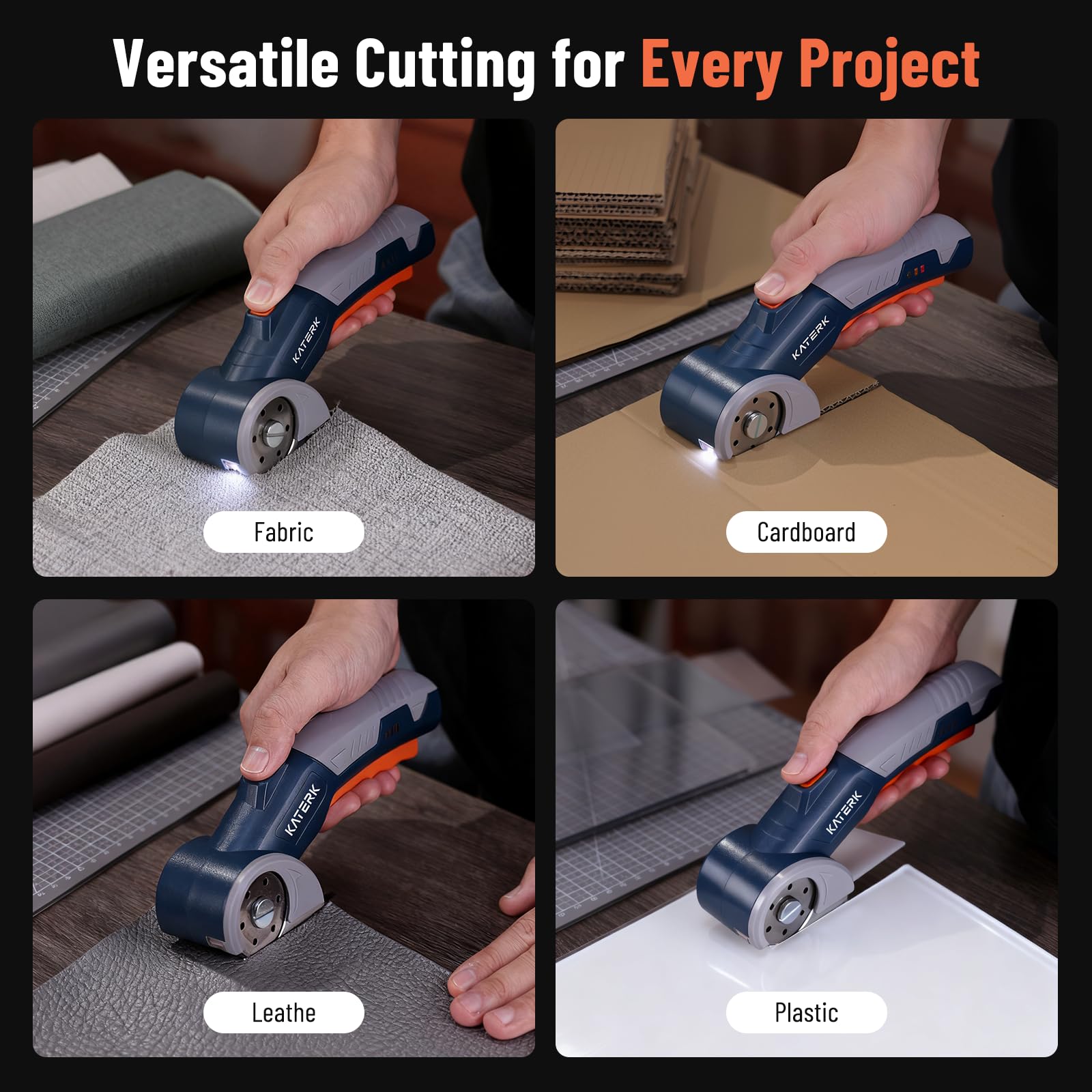 Katerk electric box cutter rechargeable and ready for on-the-go projects.