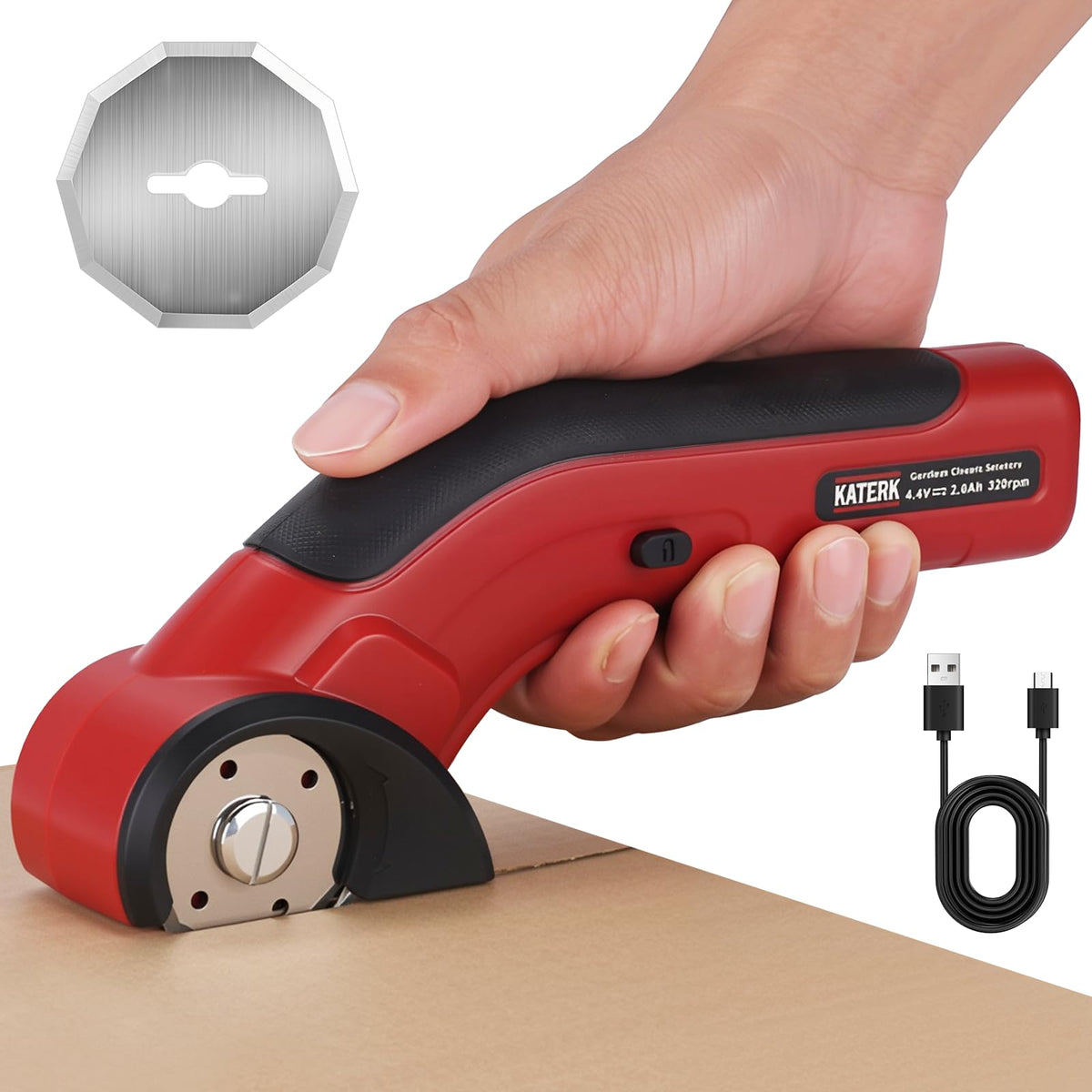 Katerk electric cardboard cutter slicing thick cardboard with precision