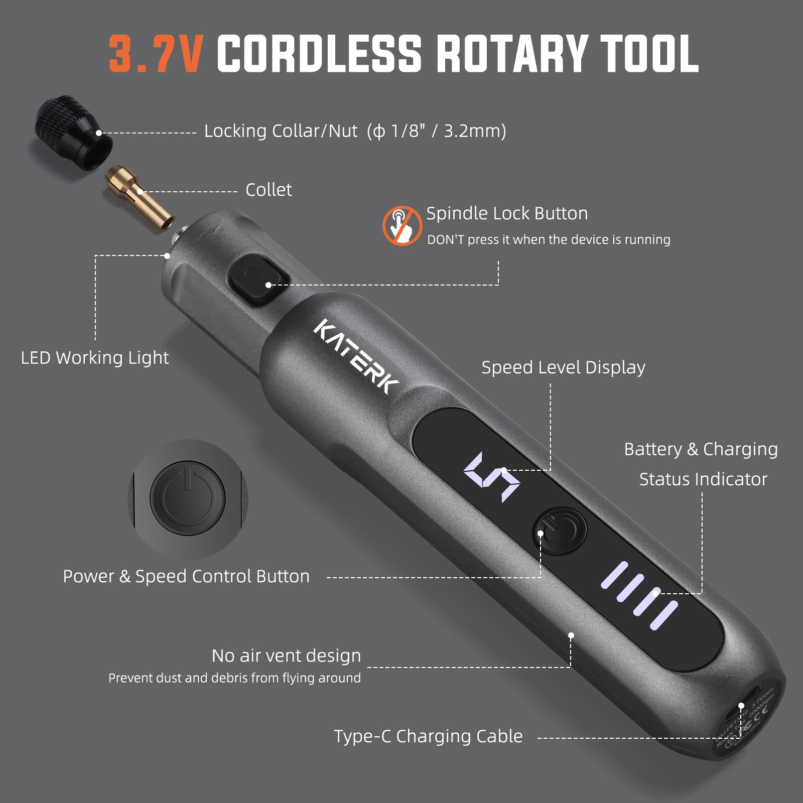 Katerk Rotary Tool ideal for hobbyists, model makers, and 3D printing enthusiasts.