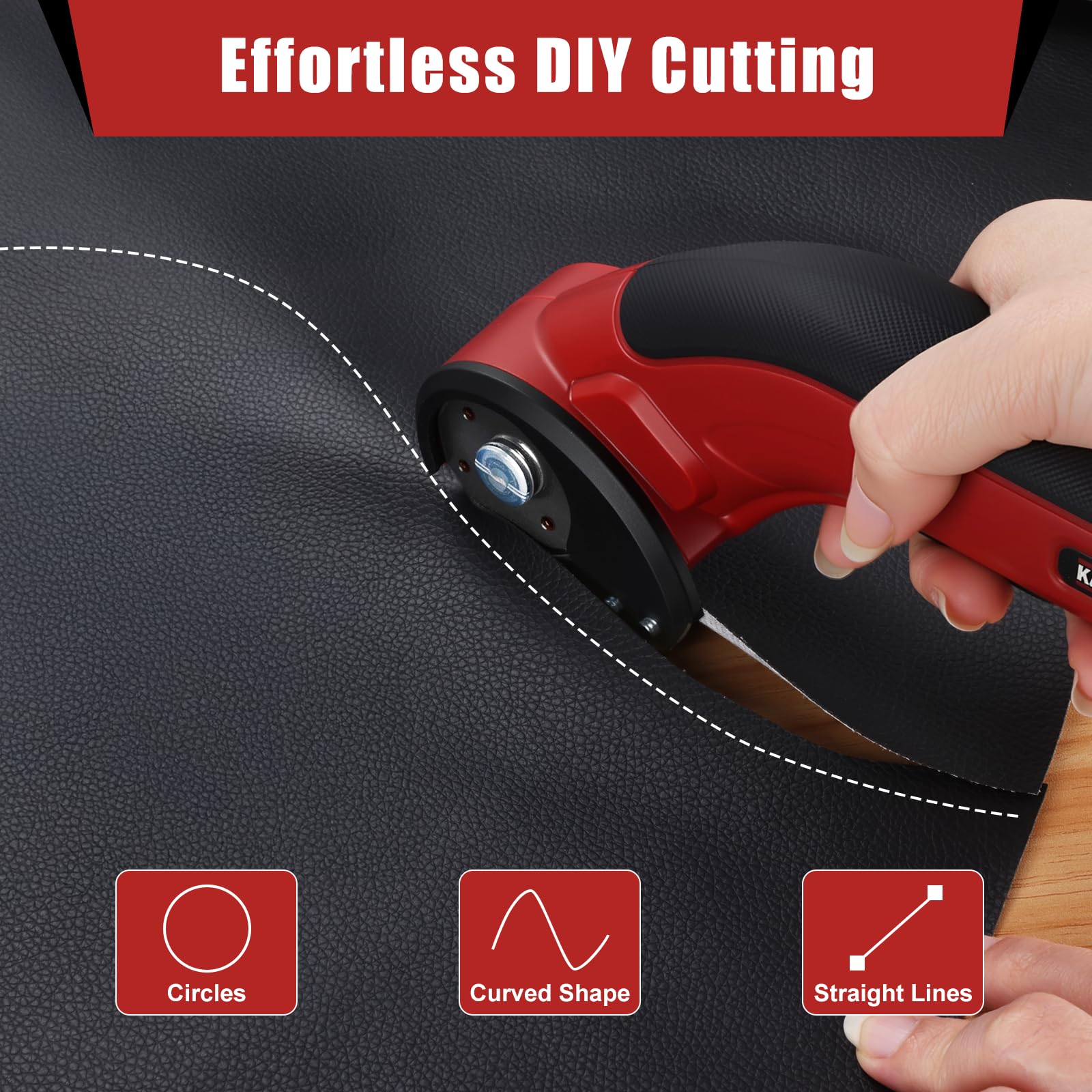 Katerk self-sharpening blade system at work cutting fabric