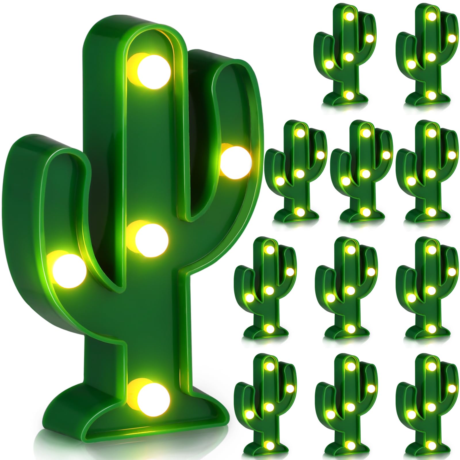 Kathfly cactus light tabletop centerpiece adds warm festive glow.