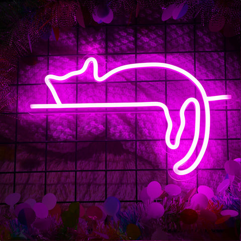 Kathfly pink and blue cat neon for birthday party decor