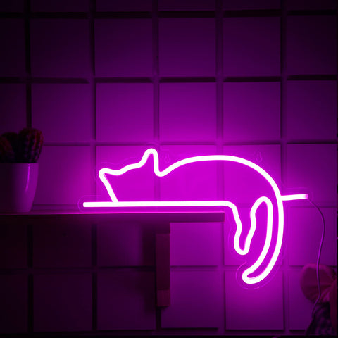 Kathfly cat neon sign wall decor with pink glow for warm ambiance