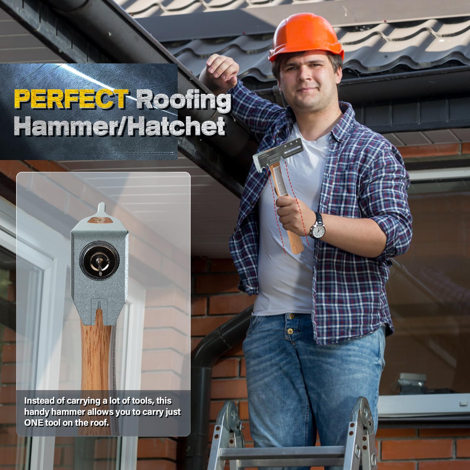 Kathleno roofing hatchet multi-tool design reduces need for extra tools