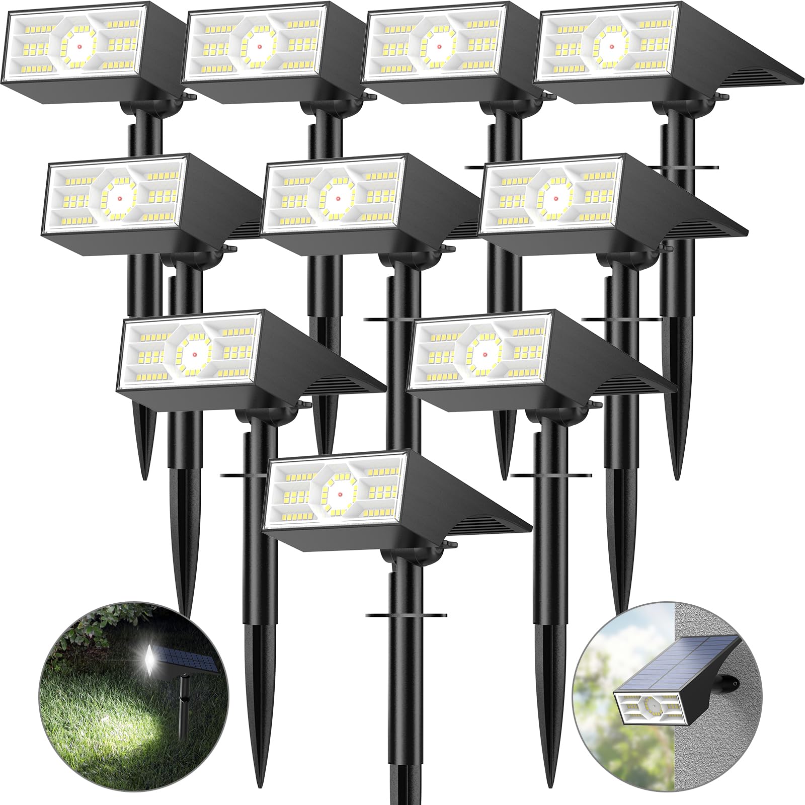 Katipeal 56-LED solar spotlight lighting a yard with bright, efficient illumination
