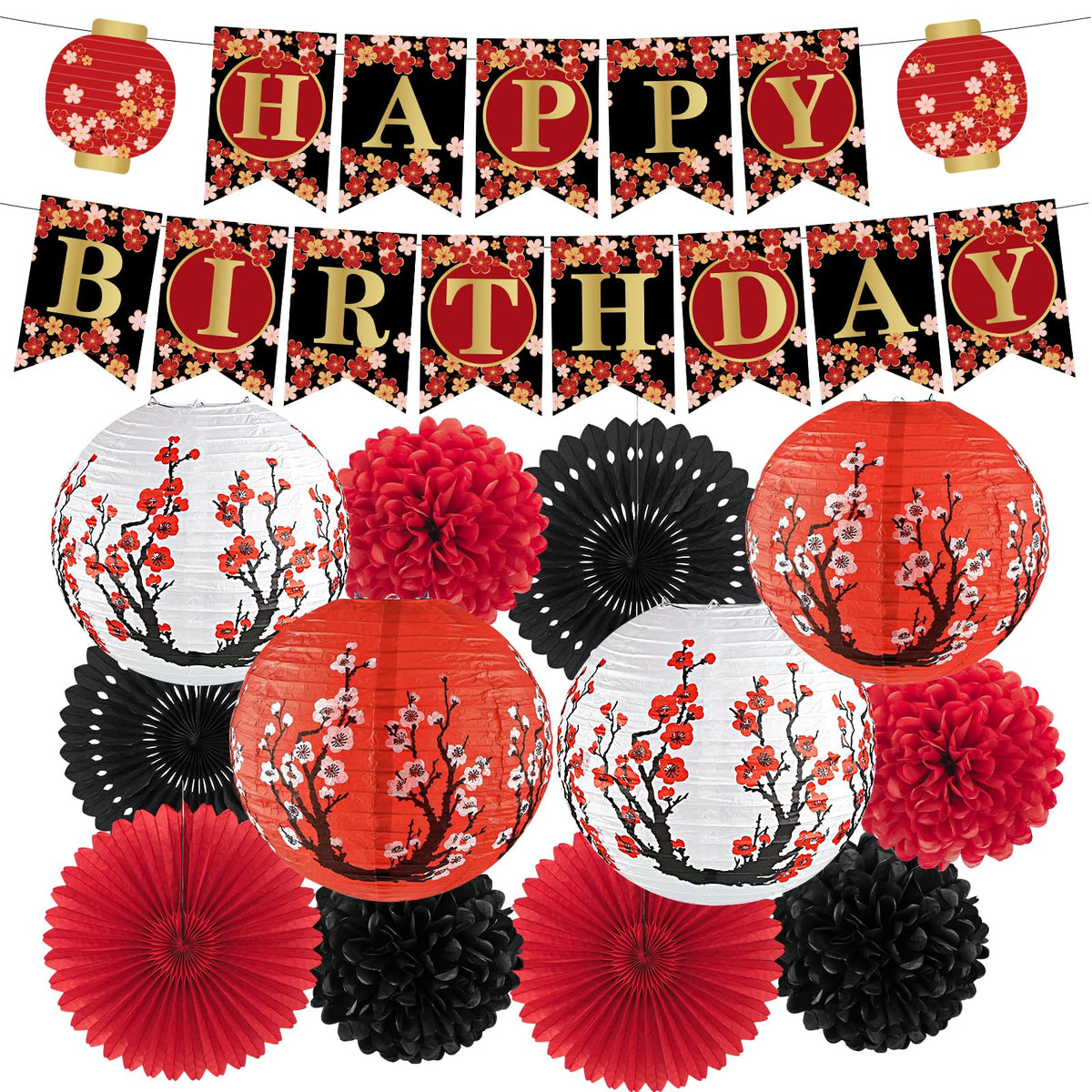 KaTiSeMo 14pcs hibachi party banner for festive Japanese decor.