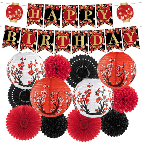 KaTiSeMo 14pcs hibachi party banner for festive Japanese decor.