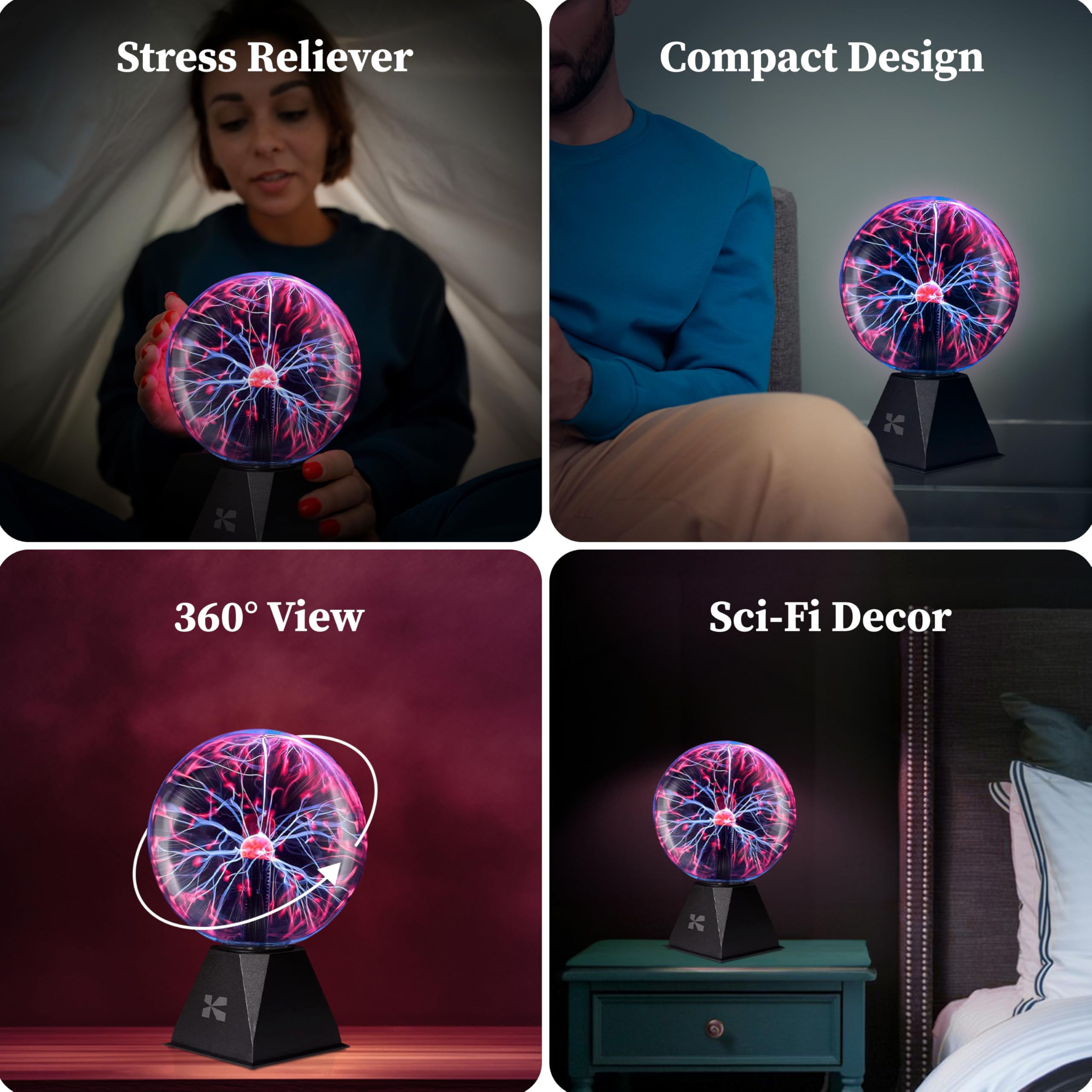 Katzco plasma ball 7-inch diameter provides a compact tabletop presence