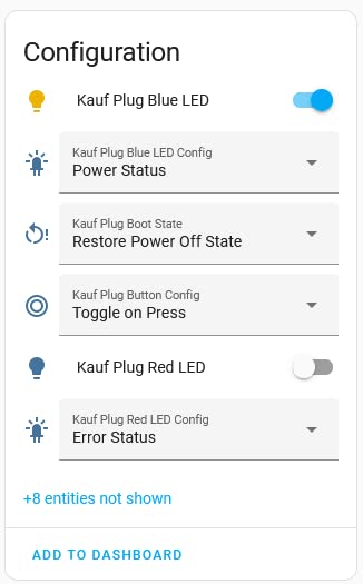 KAUF LED indicators with dimming for personalized device feedback.