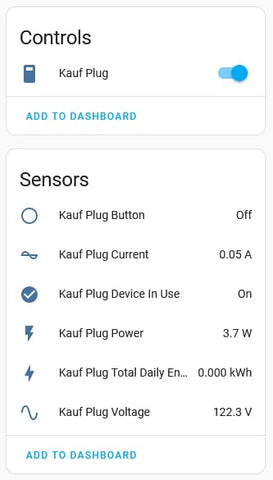KAUF power monitoring display with clear usage graphs and thresholds.