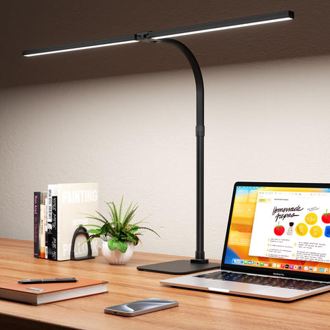 Kaulsoue Desk Lamp Architect with dual heads delivering wide, even illumination for desks