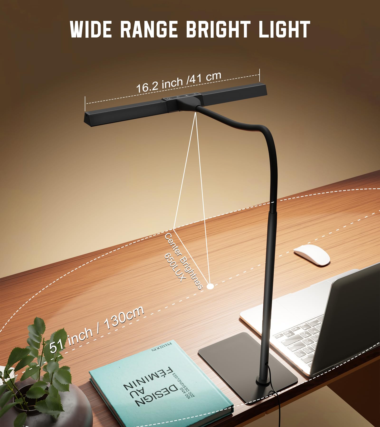 Kaulsoue desk lamp gooseneck offers flexible positioning for precise task lighting.