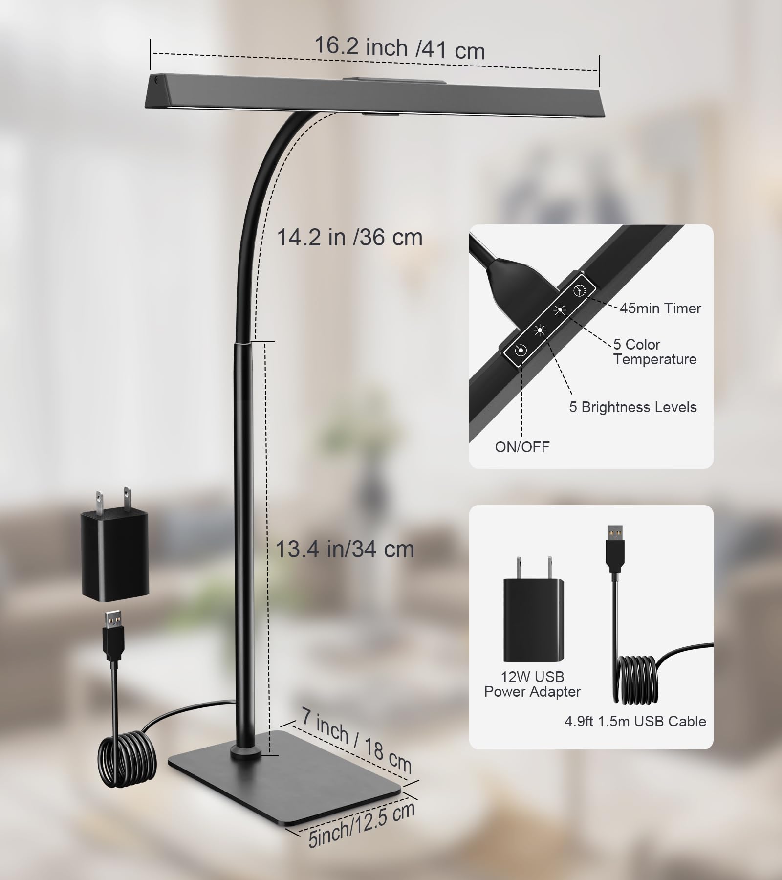Kaulsoue tall lamp fits 15–30 inch monitor setups with adjustable height.