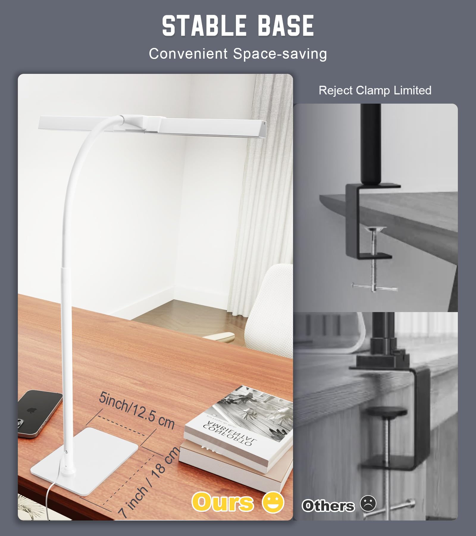 Kaulsoue LED Desk Lamp USB adapter enables flexible powering anywhere.