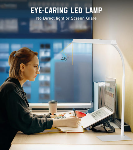 Kaulsoue LED Desk Lamp wide bar illuminates a broad workspace evenly.