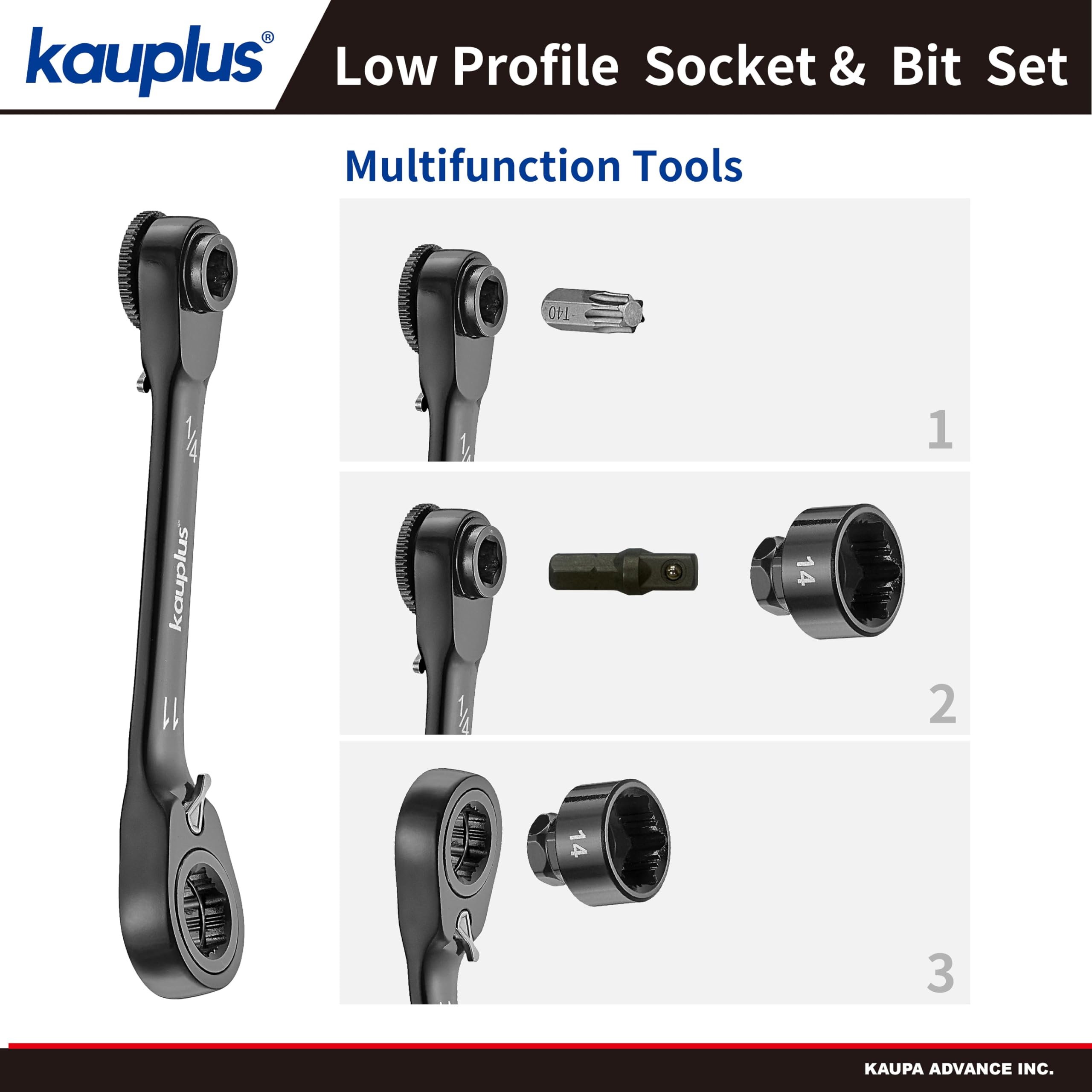 kauplus non-slip 11mm ratcheting wrench improves grip during repairs.