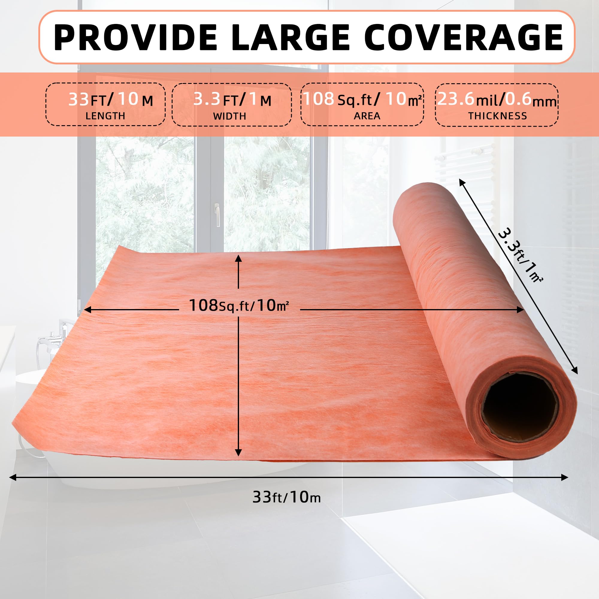 Kauwm high-density PE membrane cut to fit for easy shower installation