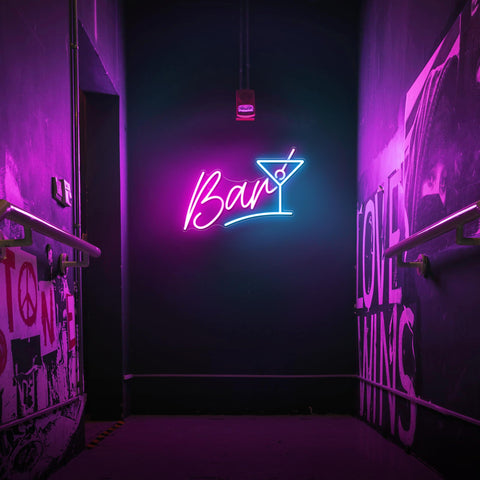 Kavaas Bar Neon Sign installation on clear backboard with pre-drilled holes.