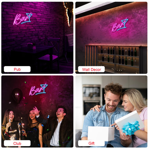 Kavaas Bar Neon Sign USB cord powered for easy placement.