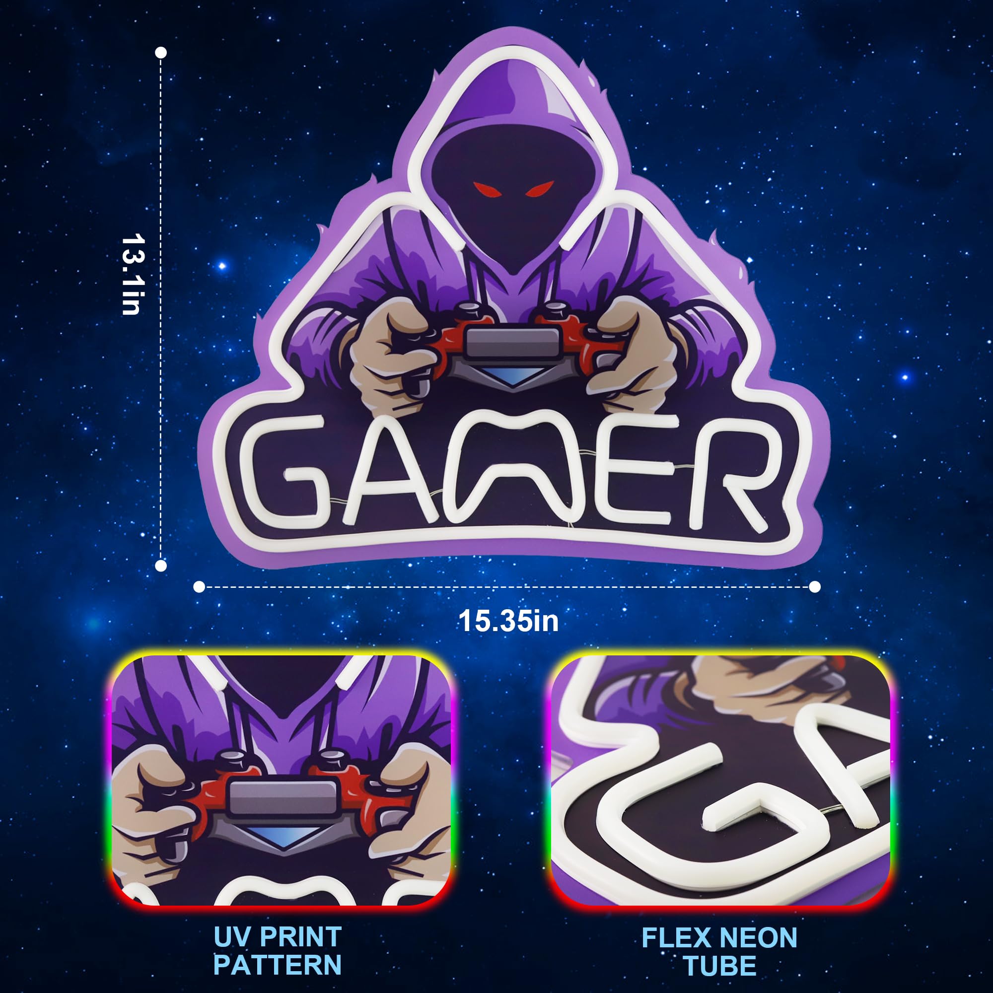 Kavaas Gamer Neon Sign room ambiance enhances bedrooms and dens.