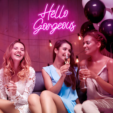 Kavaas Hello Gorgeous neon sign with dimmable switch offers customizable brightness