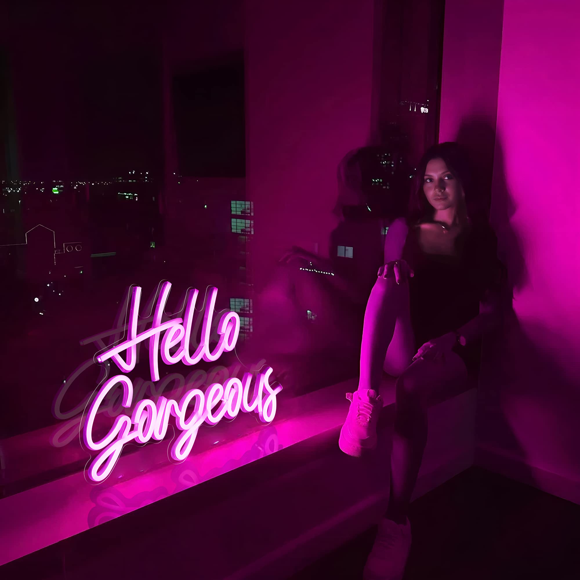Kavaas Hello Gorgeous neon sign adds glam to vanity with adjustable brightness
