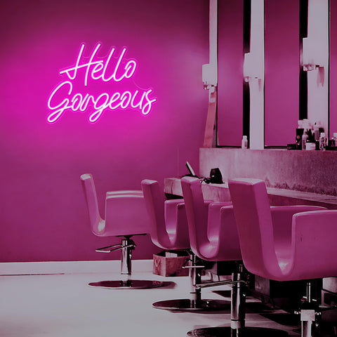 Kavaas Hello Gorgeous neon sign is versatile and giftable decor piece for vanity