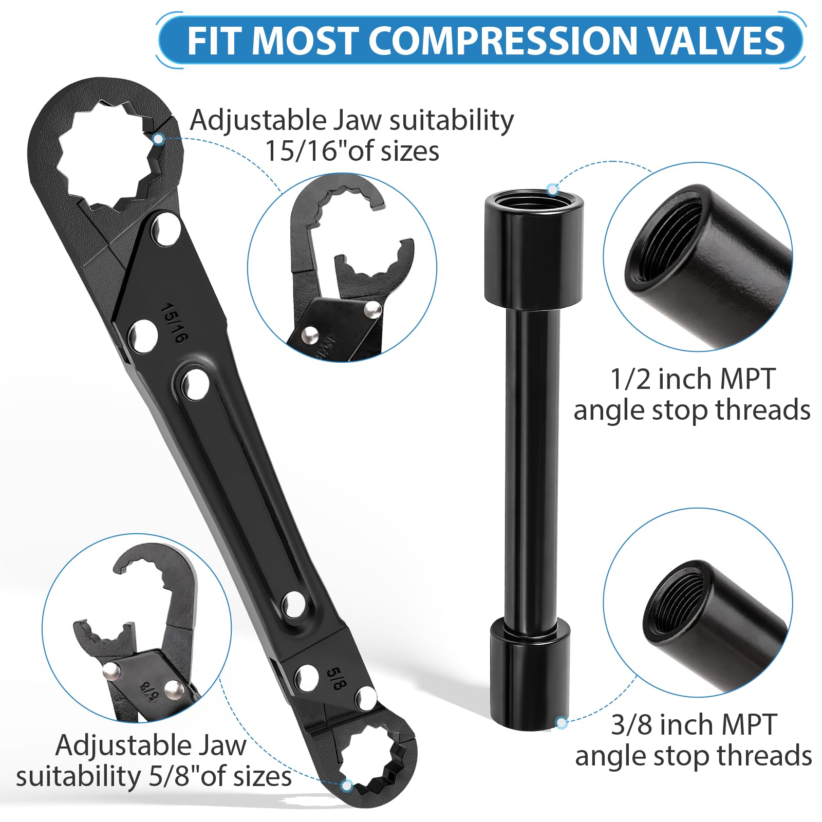 Kavedod 4-in-1 wrench handles multiple stops in tight spaces.